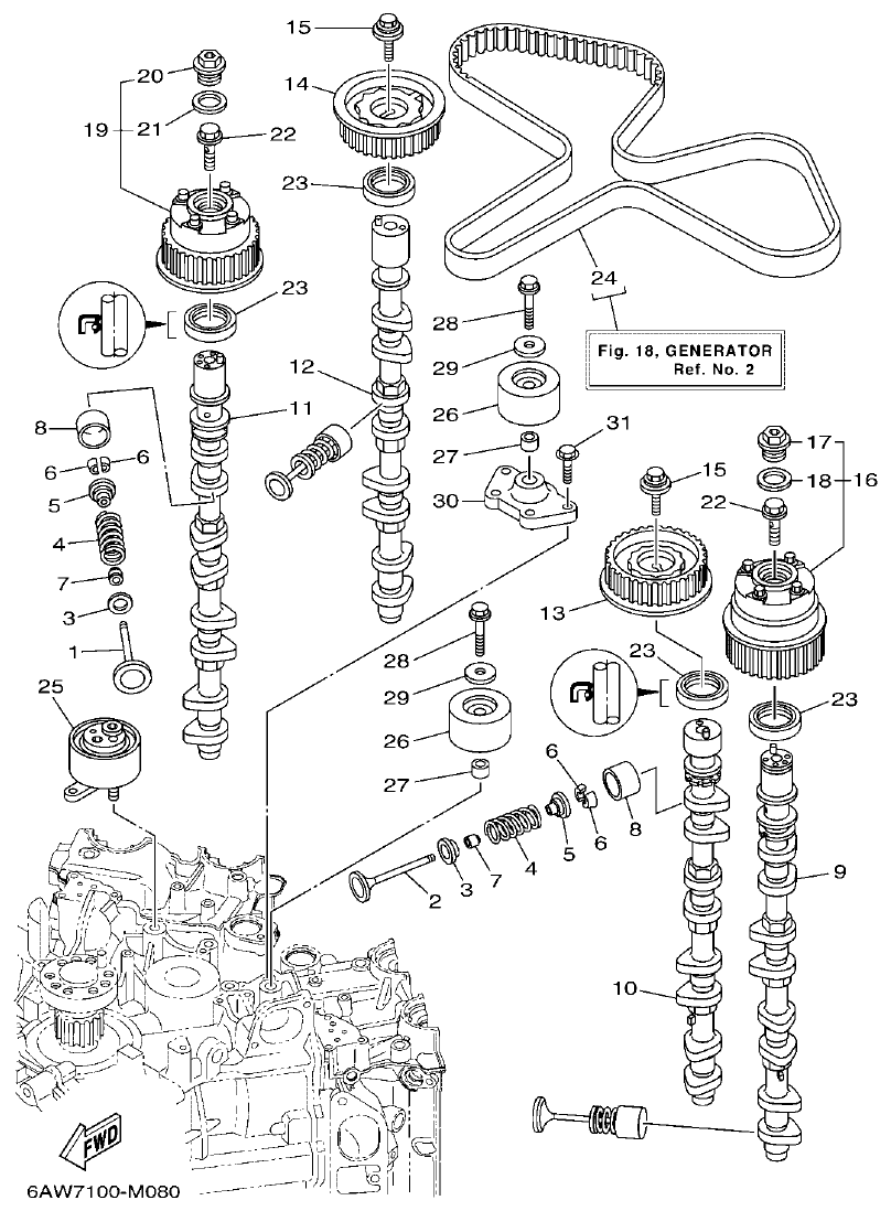 Yamaha F350AET, FL350AET VALVE parts diagram